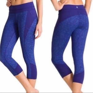 Athleta Blue Purple Honeycomb Connect Crop Leggings Size Medium